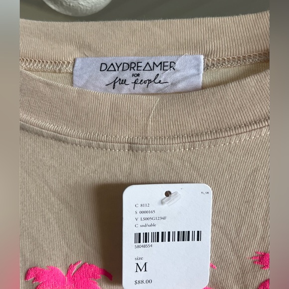 NWT FREE PEOPLE- California Palm Tree Long Sleeve Creme Top - Picture 3 of 7